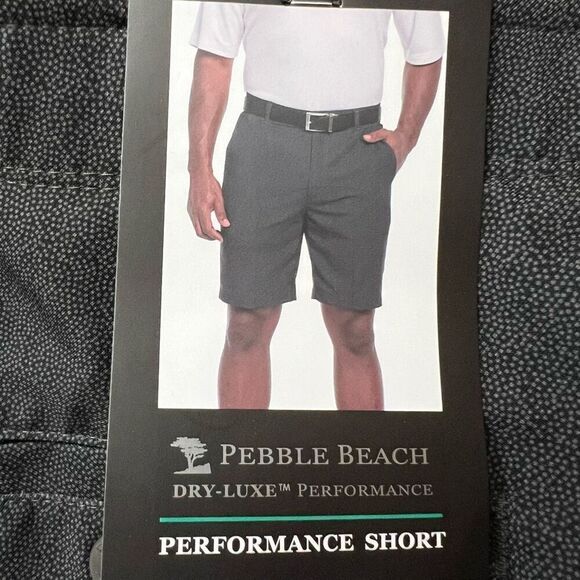 PEBBLE BEACH Shorts Mens 36 Black Dry-Luxe Performance Stretch Pockets NWT Golf - Picture 2 of 11